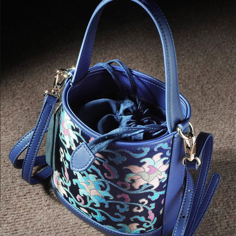 Nimara Ritual Retro Lotus Entwined Branches Song Brocade Crossbody Bag Hangbags
