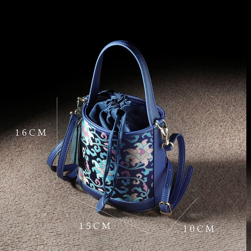 Nimara Ritual Retro Lotus Entwined Branches Song Brocade Crossbody Bag Hangbags