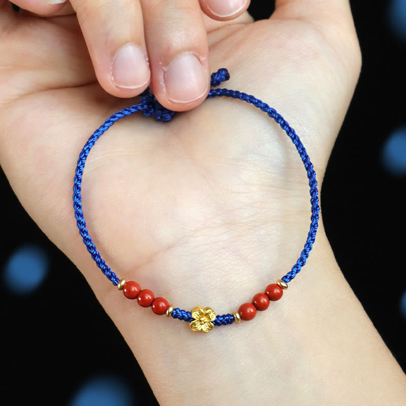 Nimara Ritual Klein Blue String South Red Agate Garnet Copper Flower Power Bracelet