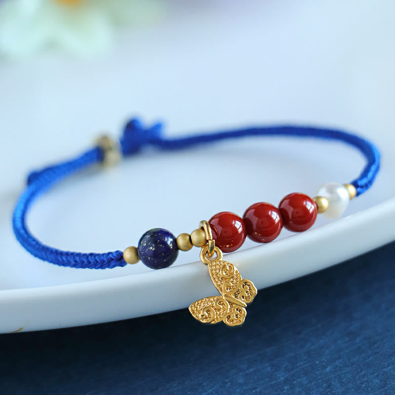 Nimara Ritual Klein Blue String South Red Agate Garnet Blue Aventurine Lazurite Copper Butterfly Fu Character Positive Bracelet