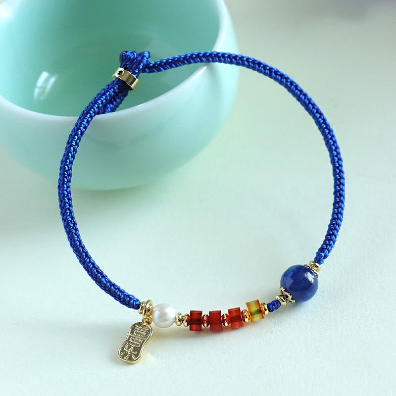 Nimara Ritual Klein Blue String South Red Agate Garnet Blue Aventurine Lazurite Copper Butterfly Fu Character Positive Bracelet