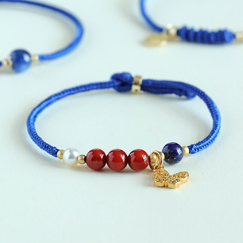 Nimara Ritual Klein Blue String South Red Agate Garnet Blue Aventurine Lazurite Copper Butterfly Fu Character Positive Bracelet