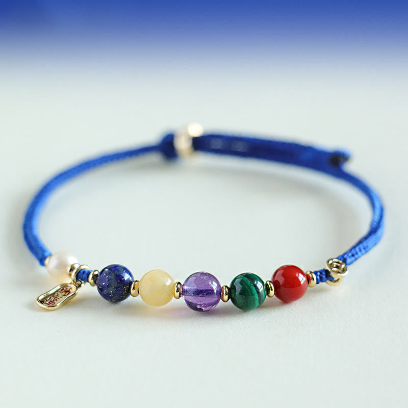 Nimara Ritual Klein Blue String South Red Agate Garnet Blue Aventurine Lazurite Copper Butterfly Fu Character Positive Bracelet
