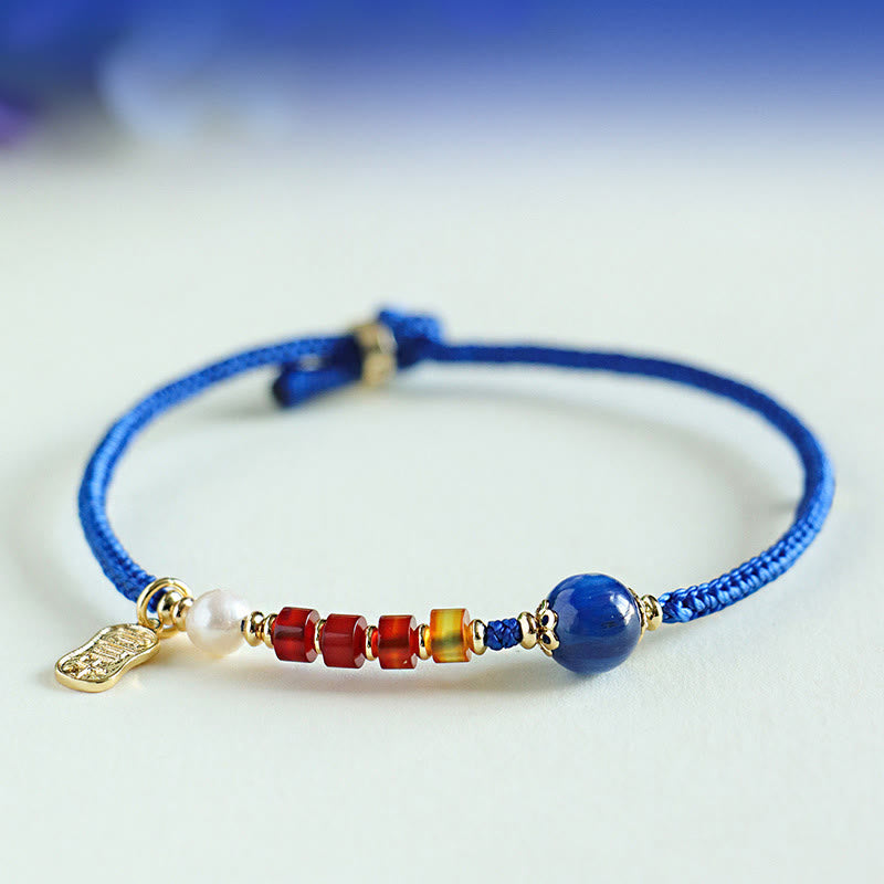 Nimara Ritual Klein Blue String South Red Agate Garnet Blue Aventurine Lazurite Copper Butterfly Fu Character Positive Bracelet