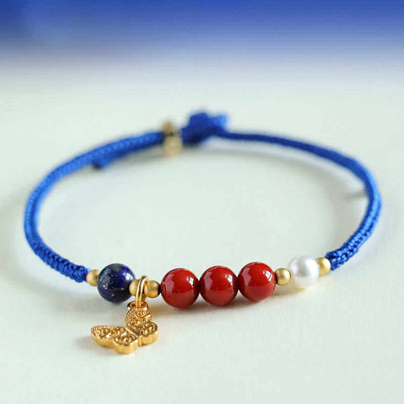 Nimara Ritual Klein Blue String South Red Agate Garnet Blue Aventurine Lazurite Copper Butterfly Fu Character Positive Bracelet