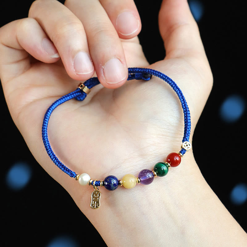 Nimara Ritual Klein Blue String South Red Agate Garnet Blue Aventurine Lazurite Copper Butterfly Fu Character Positive Bracelet