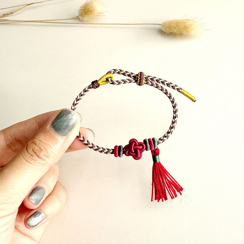 Nimara Ritual Colorful String Peach Blossom Knot Tassels Protection Bracelet