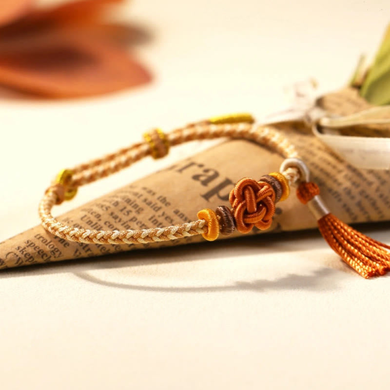 Nimara Ritual Colorful String Peach Blossom Knot Tassels Protection Bracelet