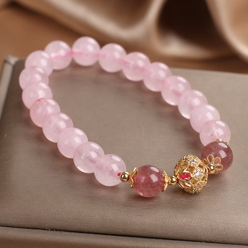 Nimara Ritual Pink Crystal Strawberry Quartz Love Bracelet