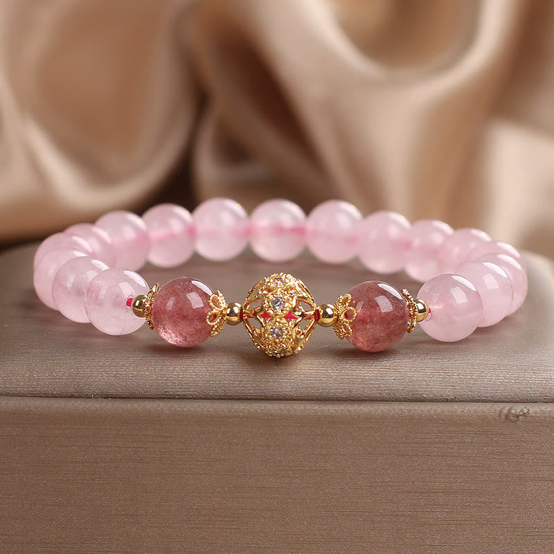 Nimara Ritual Pink Crystal Strawberry Quartz Love Bracelet