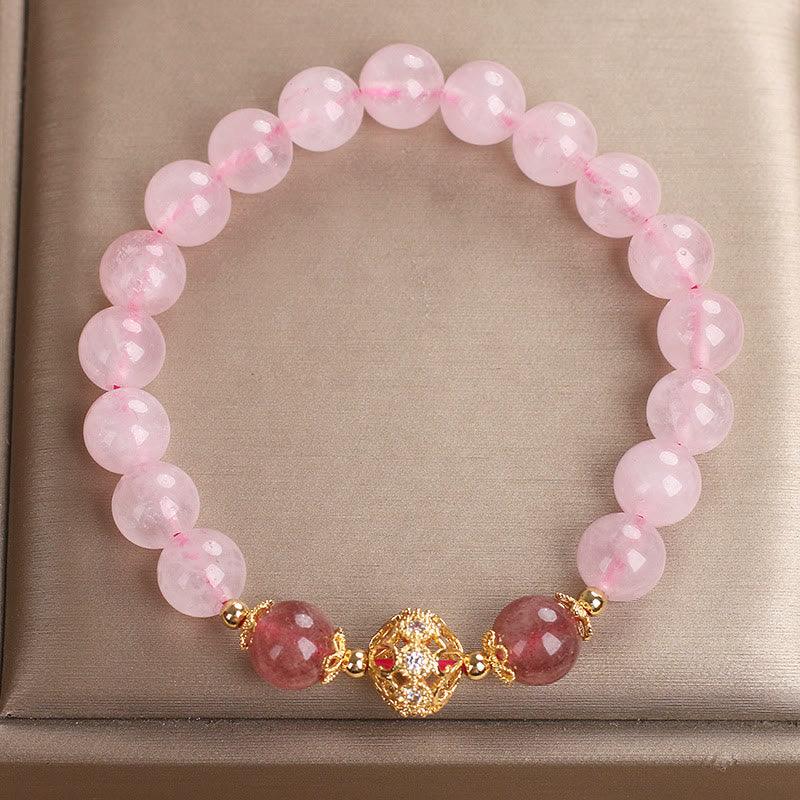 Nimara Ritual Pink Crystal Strawberry Quartz Love Bracelet