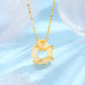 Nimara Ritual Hetian Jade 925 Sterling Silver Peace Buckle Ginkgo Leaf Necklace Pendant