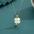 Nimara Ritual Hetian Jade 925 Sterling Silver Four Leaf Clover Necklace Pendant