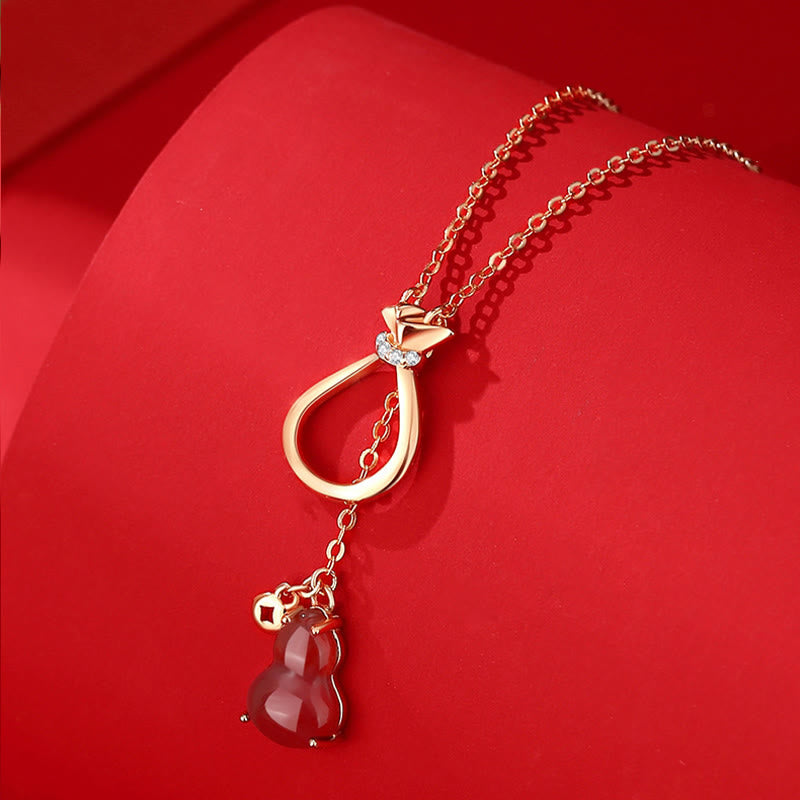 Nimara Ritual Red Agate Chalcedony 925 Sterling Silver Gourd Lucky Bag Confidence Necklace Pendant