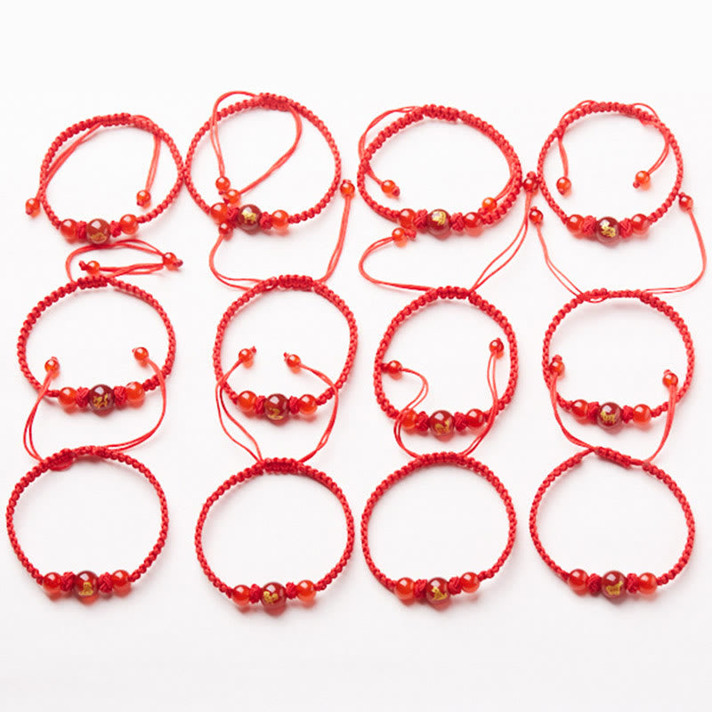 Nimara Ritual Natural Red Agate Chinese Zodiac Red String Braided Protection Luck Bracelet