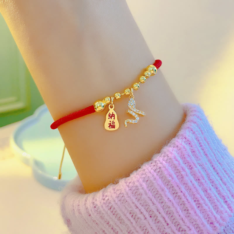 Nimara Ritual Handmade Red String Fu Character Year Of The Snake Protection Braided Bracelet