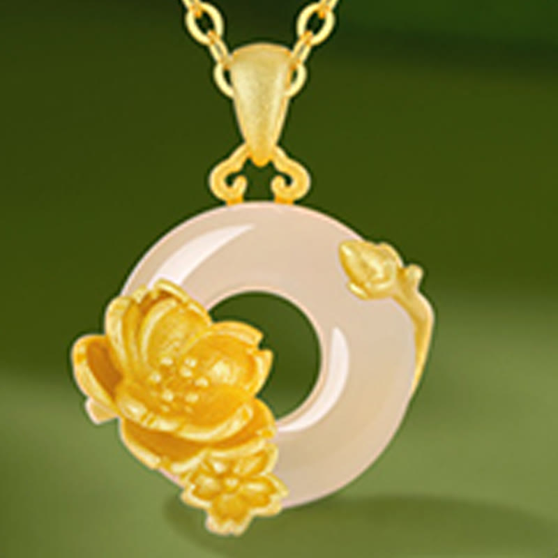 Nimara Ritual Chalcedony 925 Sterling Silver Peace Buckle Flowers Necklace Pendant