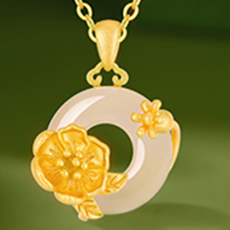 Nimara Ritual Chalcedony 925 Sterling Silver Peace Buckle Flowers Necklace Pendant