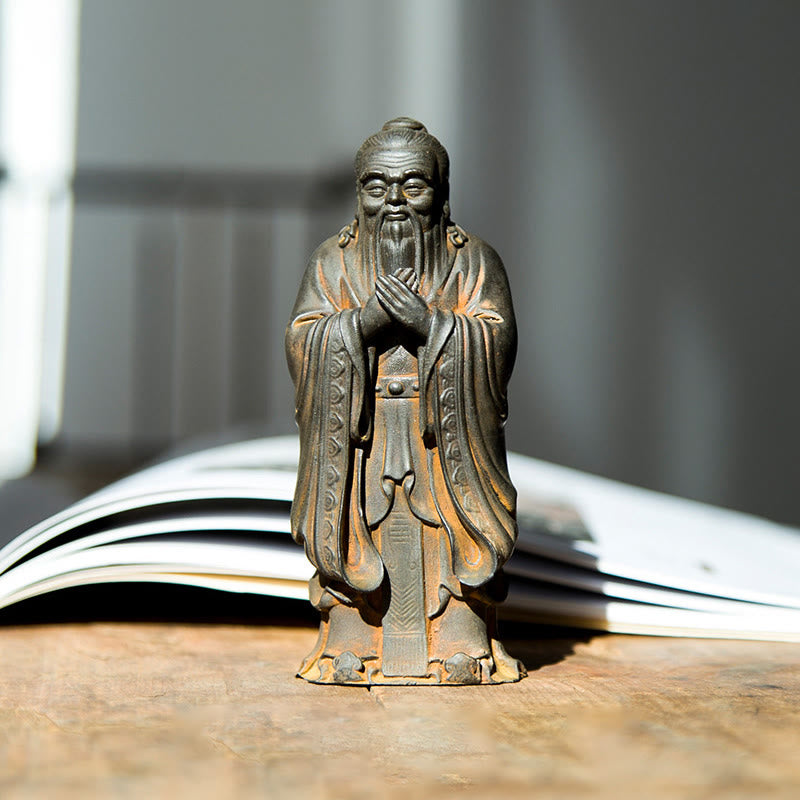 Nimara Ritual Handmade Confucius Iron Powder Rust Cast Resin Statue Home Decoration