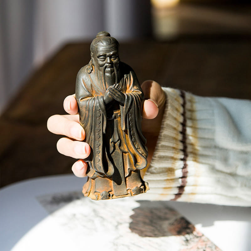 Nimara Ritual Handmade Confucius Iron Powder Rust Cast Resin Statue Home Decoration