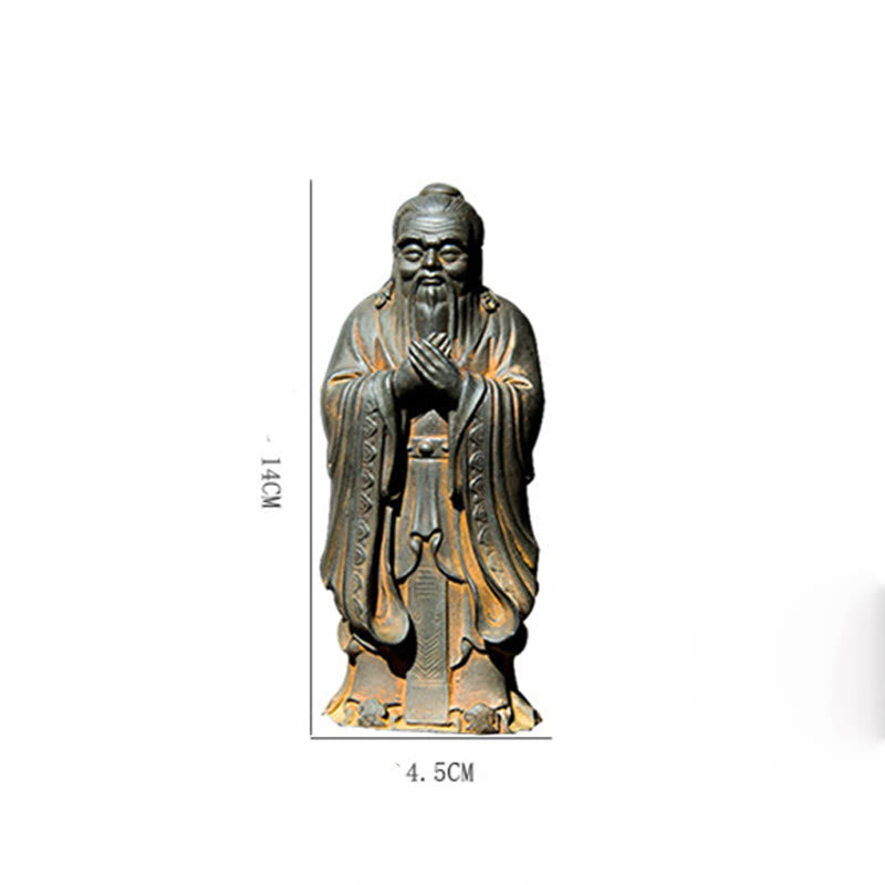 Nimara Ritual Handmade Confucius Iron Powder Rust Cast Resin Statue Home Decoration
