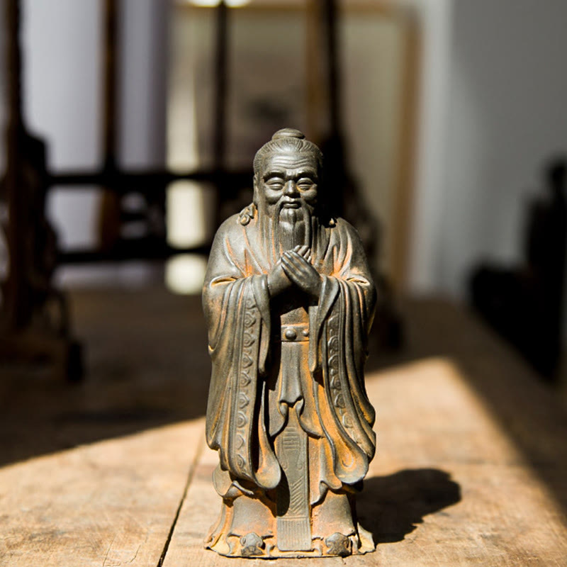 Nimara Ritual Handmade Confucius Iron Powder Rust Cast Resin Statue Home Decoration