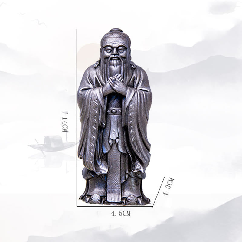 Nimara Ritual Handmade Confucius Iron Powder Rust Cast Resin Statue Home Decoration