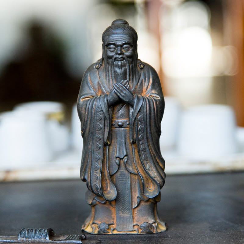 Nimara Ritual Handmade Confucius Iron Powder Rust Cast Resin Statue Home Decoration