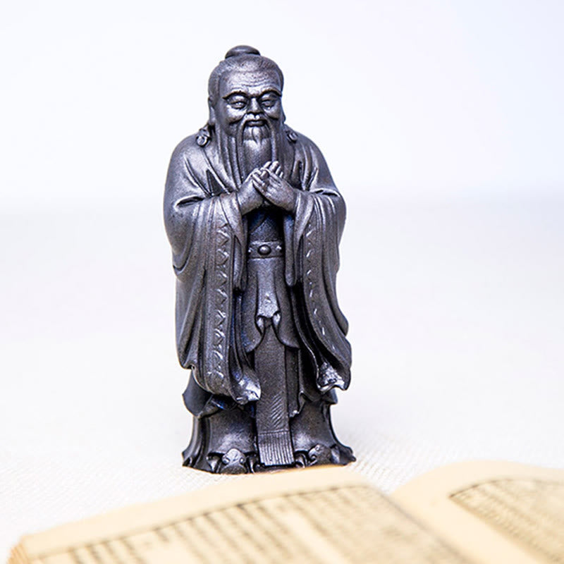 Nimara Ritual Handmade Confucius Iron Powder Rust Cast Resin Statue Home Decoration