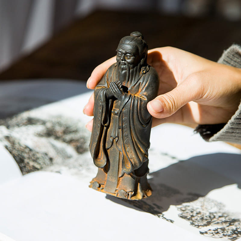 Nimara Ritual Handmade Confucius Iron Powder Rust Cast Resin Statue Home Decoration