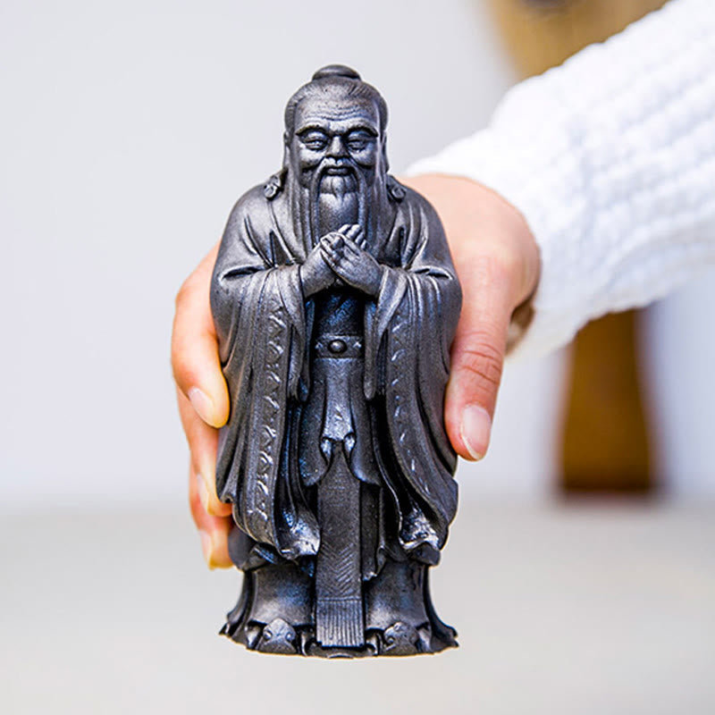 Nimara Ritual Handmade Confucius Iron Powder Rust Cast Resin Statue Home Decoration