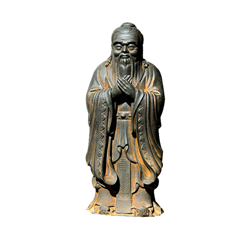 Nimara Ritual Handmade Confucius Iron Powder Rust Cast Resin Statue Home Decoration