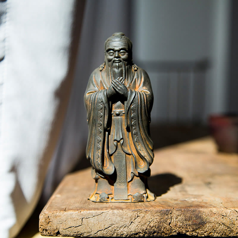 Nimara Ritual Handmade Confucius Iron Powder Rust Cast Resin Statue Home Decoration