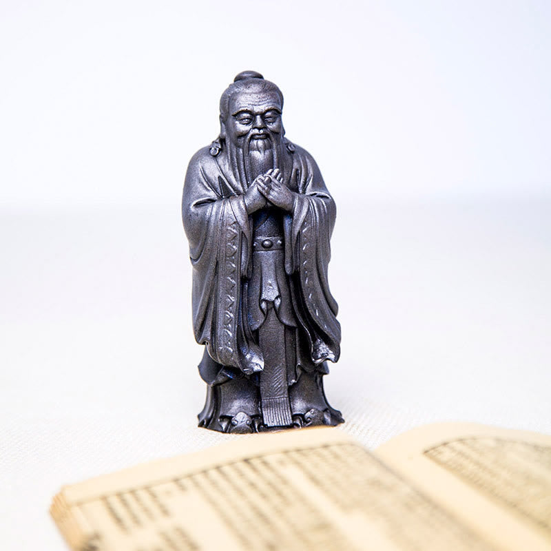Nimara Ritual Handmade Confucius Iron Powder Rust Cast Resin Statue Home Decoration