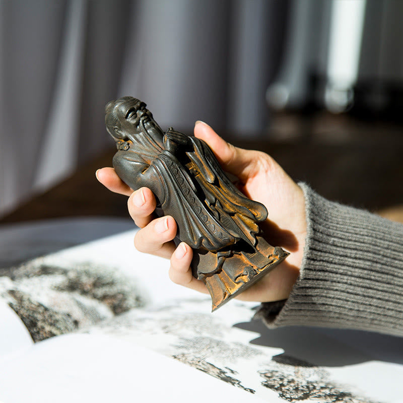 Nimara Ritual Handmade Confucius Iron Powder Rust Cast Resin Statue Home Decoration