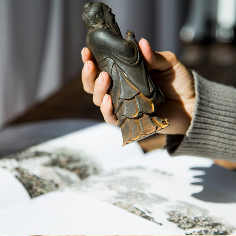 Nimara Ritual Handmade Confucius Iron Powder Rust Cast Resin Statue Home Decoration