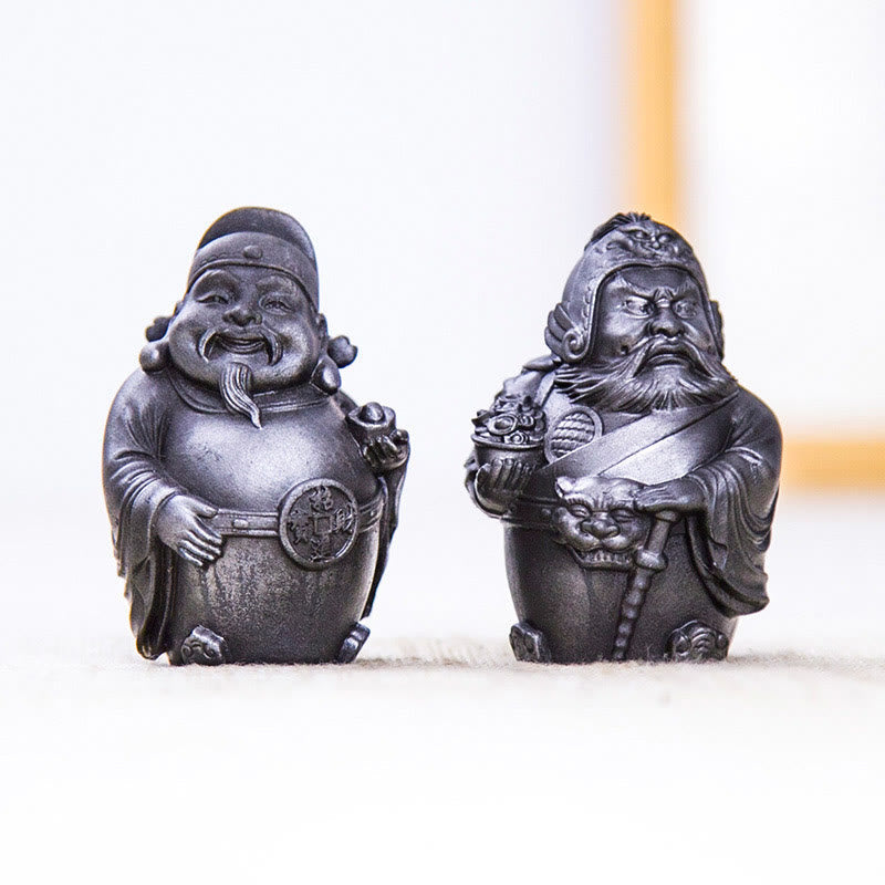 Nimara Ritual Handmade Literary Military God of Wealth Iron Powder Rust Cast Resin Statue Home Decoration