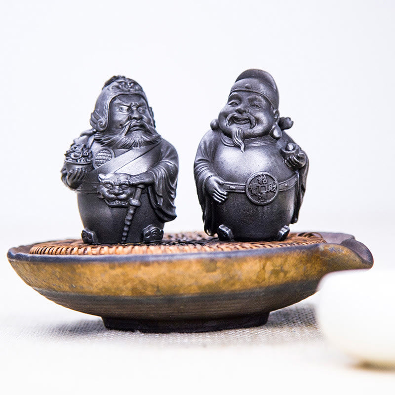 Nimara Ritual Handmade Literary Military God of Wealth Iron Powder Rust Cast Resin Statue Home Decoration