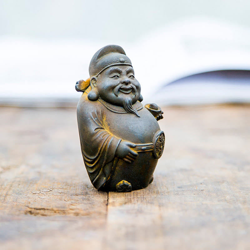 Nimara Ritual Handmade Literary Military God of Wealth Iron Powder Rust Cast Resin Statue Home Decoration