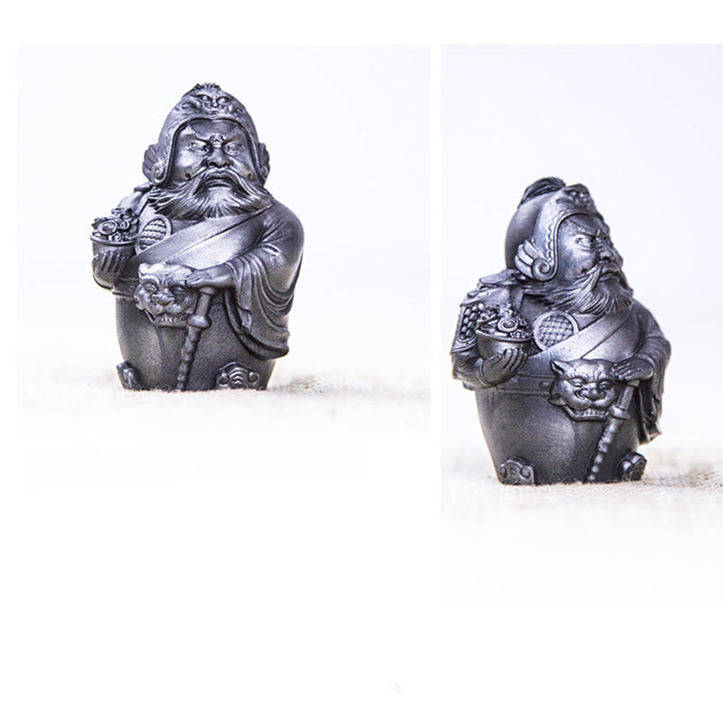 Nimara Ritual Handmade Literary Military God of Wealth Iron Powder Rust Cast Resin Statue Home Decoration