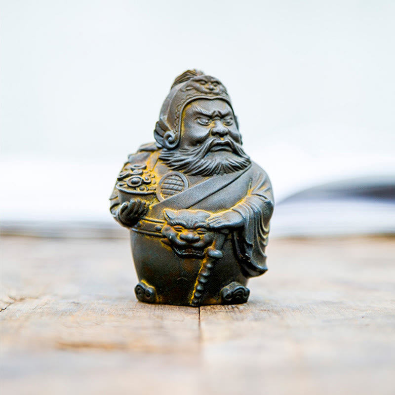Nimara Ritual Handmade Literary Military God of Wealth Iron Powder Rust Cast Resin Statue Home Decoration