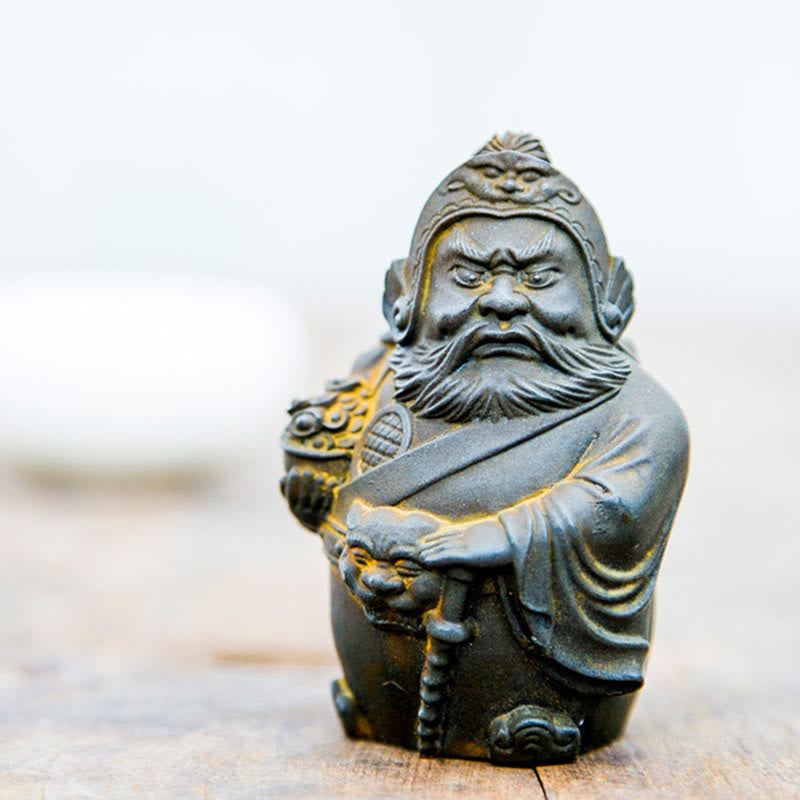 Nimara Ritual Handmade Literary Military God of Wealth Iron Powder Rust Cast Resin Statue Home Decoration