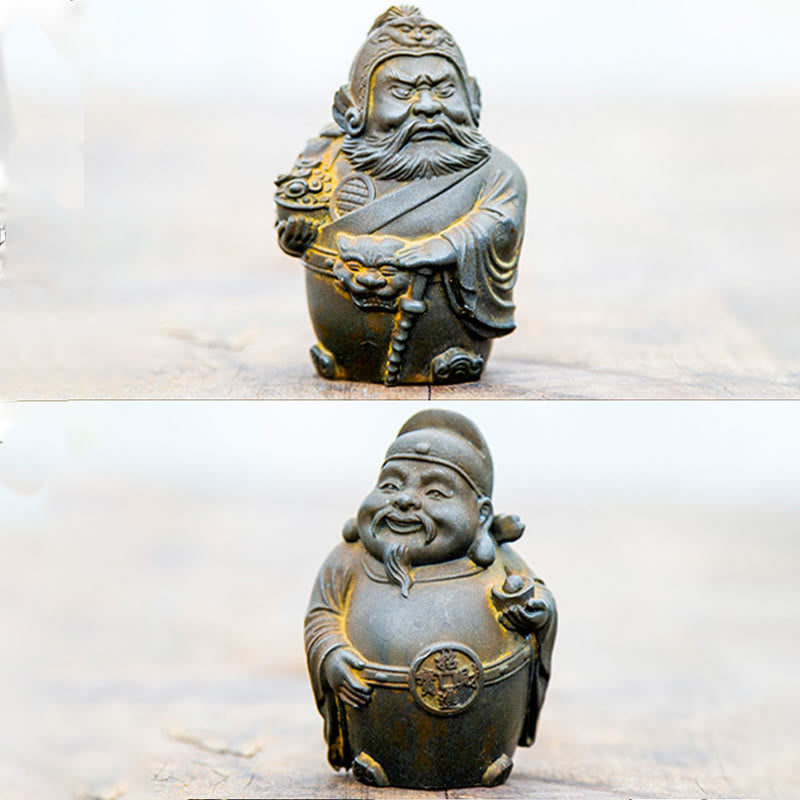 Nimara Ritual Handmade Literary Military God of Wealth Iron Powder Rust Cast Resin Statue Home Decoration