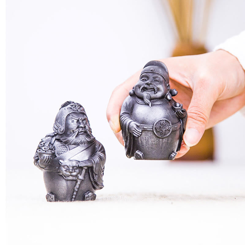 Nimara Ritual Handmade Literary Military God of Wealth Iron Powder Rust Cast Resin Statue Home Decoration