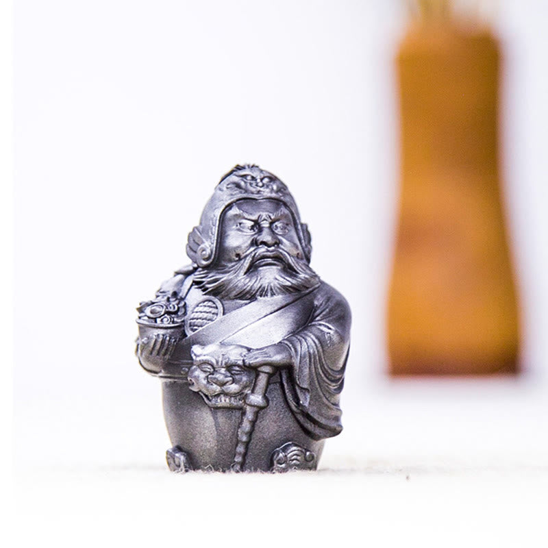 Nimara Ritual Handmade Literary Military God of Wealth Iron Powder Rust Cast Resin Statue Home Decoration