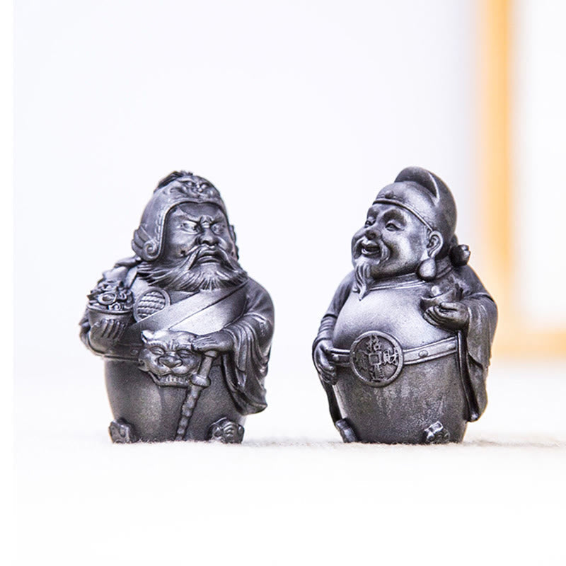 Nimara Ritual Handmade Literary Military God of Wealth Iron Powder Rust Cast Resin Statue Home Decoration