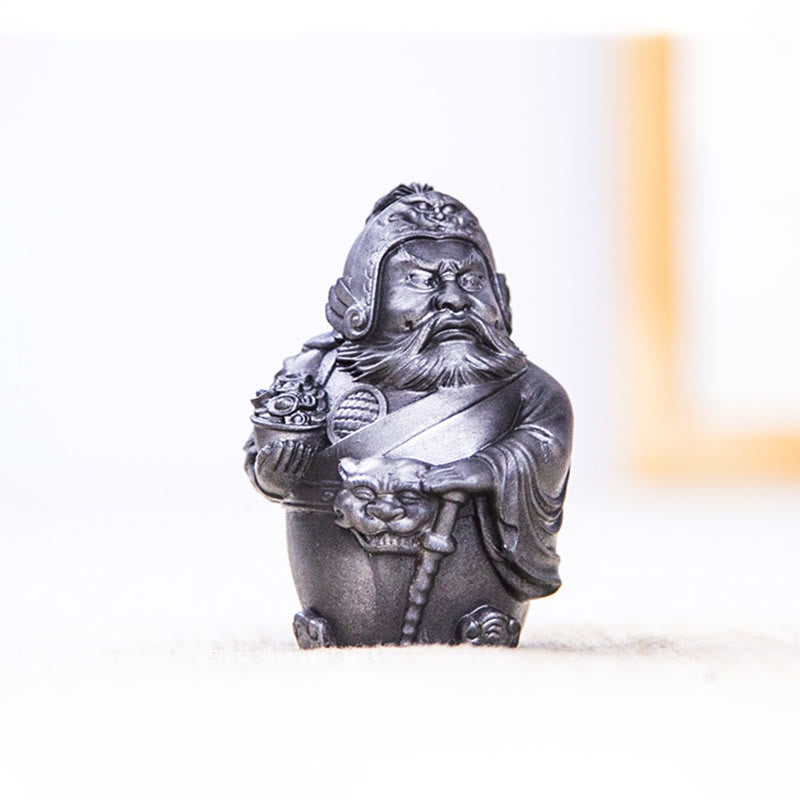 Nimara Ritual Handmade Literary Military God of Wealth Iron Powder Rust Cast Resin Statue Home Decoration