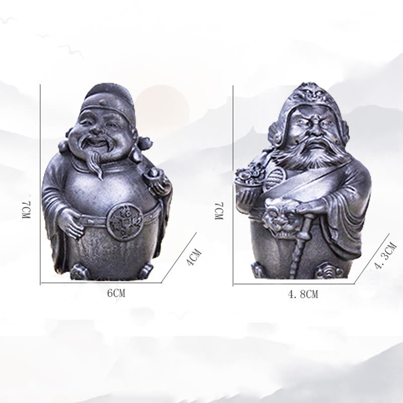 Nimara Ritual Handmade Literary Military God of Wealth Iron Powder Rust Cast Resin Statue Home Decoration