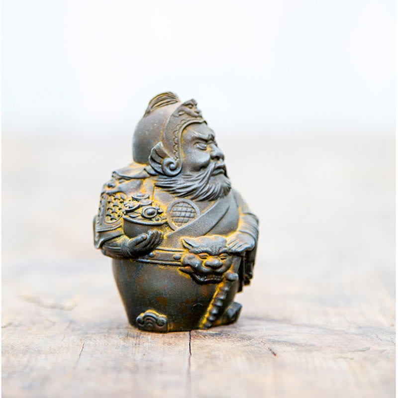 Nimara Ritual Handmade Literary Military God of Wealth Iron Powder Rust Cast Resin Statue Home Decoration