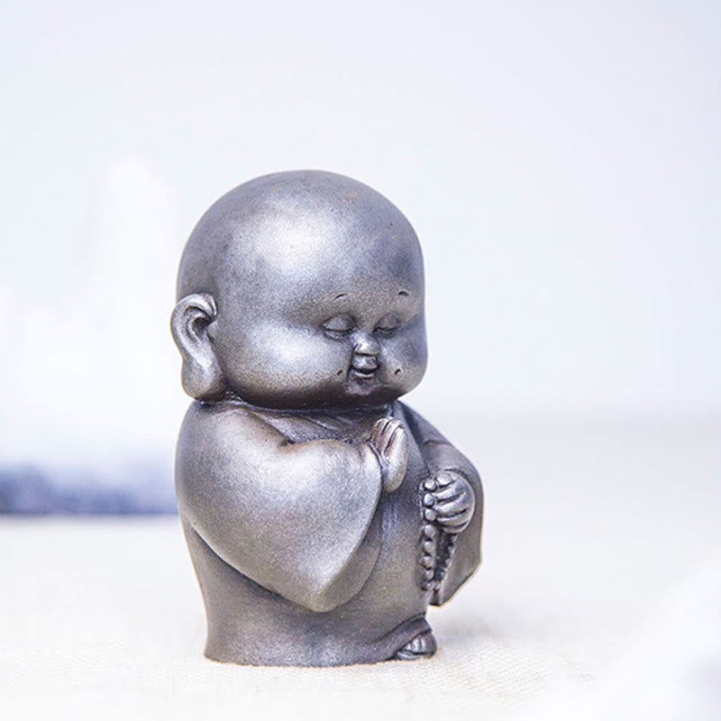 Nimara Ritual Handmade Little Monk Iron Powder Rust Cast Resin Statue Home Decoration